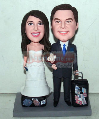 Travel themed wedding cake toppers 10833