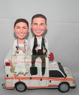 Doctors on ambulance cake toppers