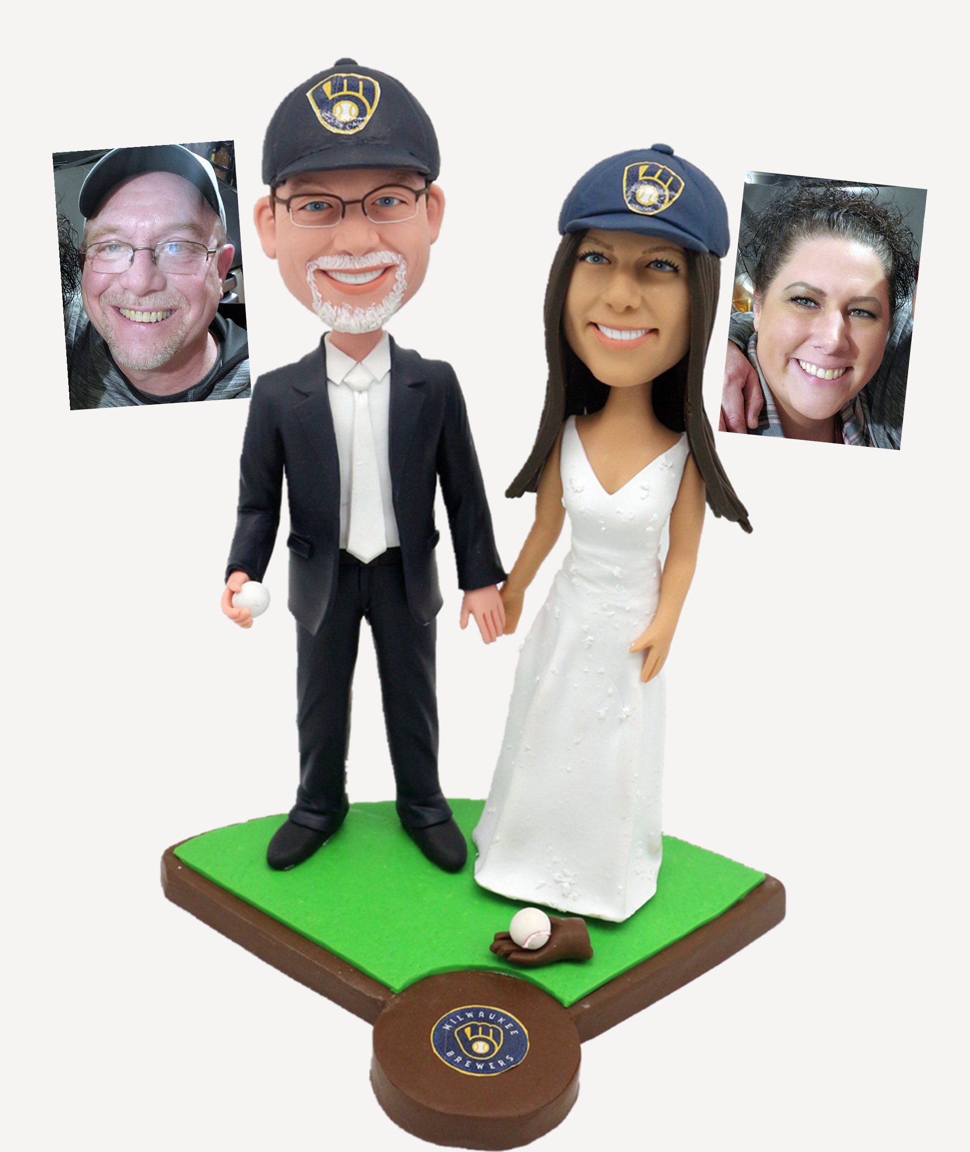 Custom Cake Toppers Baseball Couple wedding Figurines