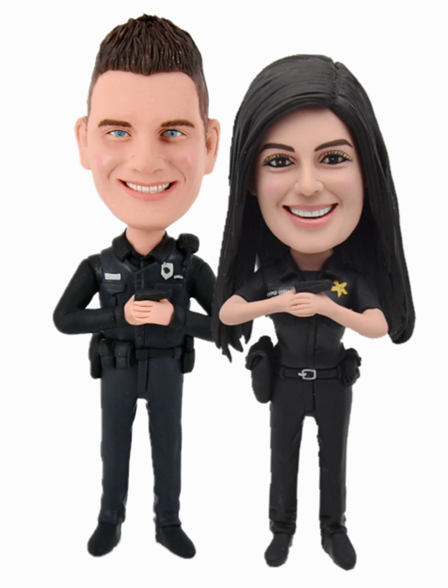 Custom cake toppers Police couple