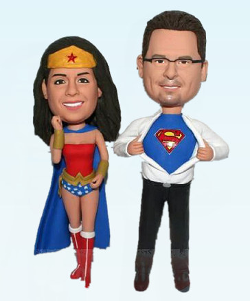 Custom cake toppers Wonder woman & Superman wedding figurines