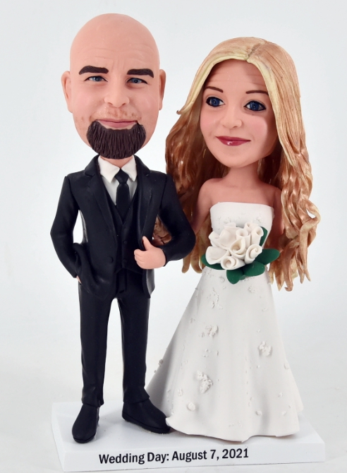 Custom cake toppers customized wedding suits and dress