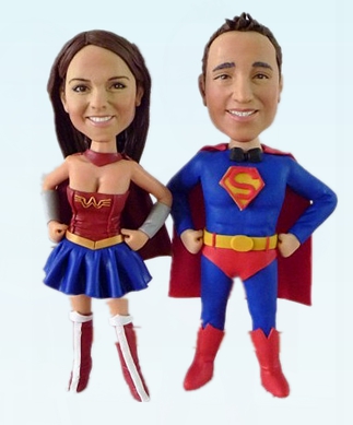 Custom cake toppers Superman & wonderwoman
