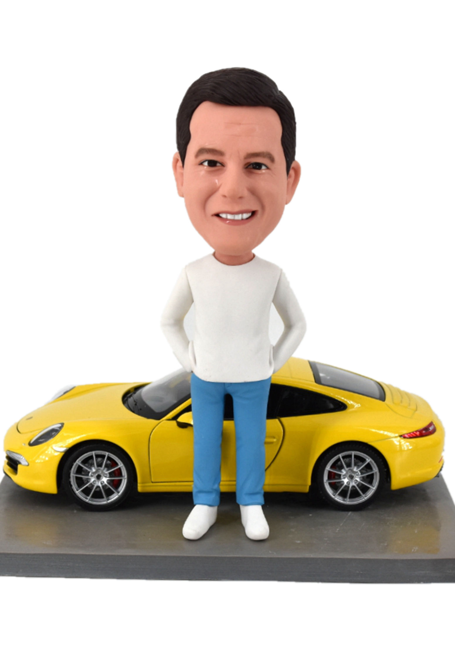 Custom Figurines gifts for dad with Porsche 911 Carrera Yellow