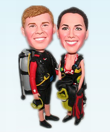 Custom Cake Toppers Scuba Diving couple