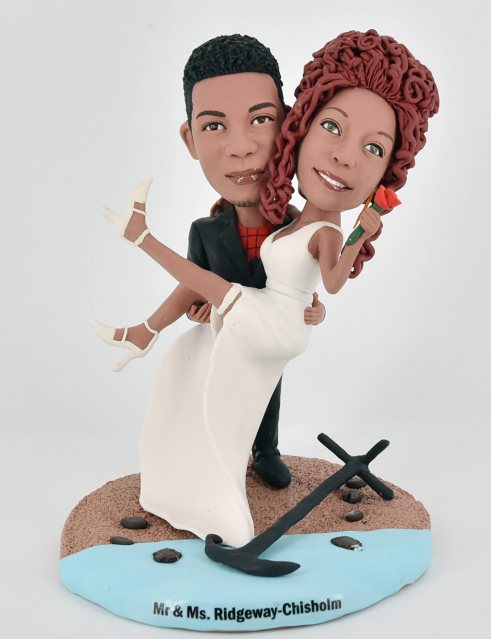 Custom cake toppers groom lifting bride