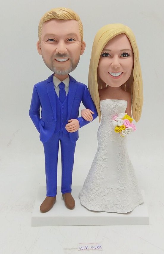 Custom cake toppers classic style bride holding bouquet