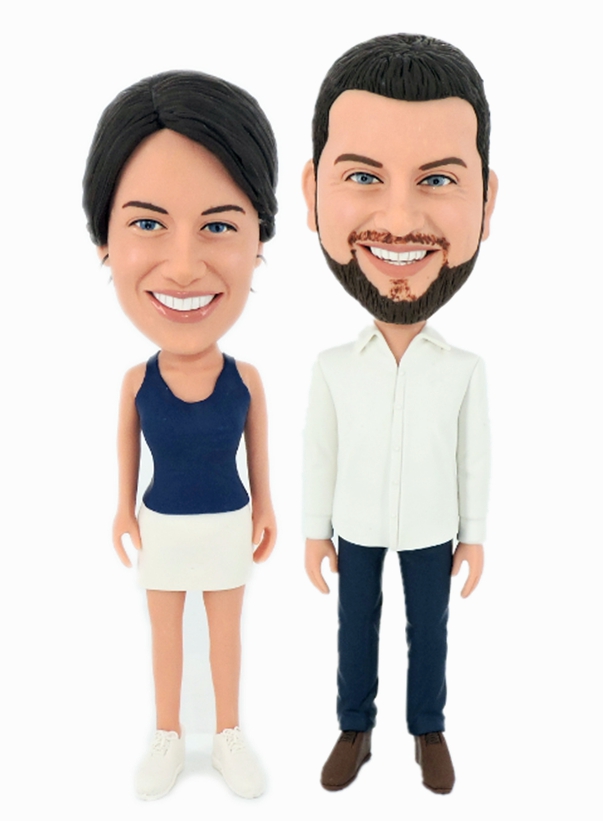 Custom cake toppers casual dressing couple anniversary gifts