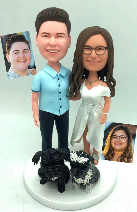 Custom cake toppers casual outfits boy friend and girl friend