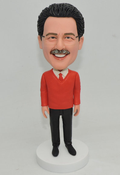 Custom Bobbleheads Figurines Dad in red sweather